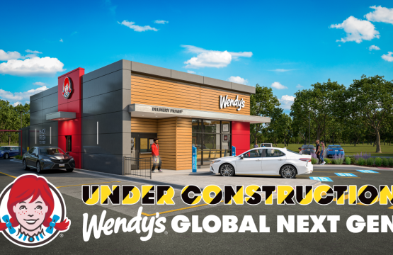 Wendy's Global Next Gen Restaurant Rendering with &quot;Under Construction&quot; text overlay