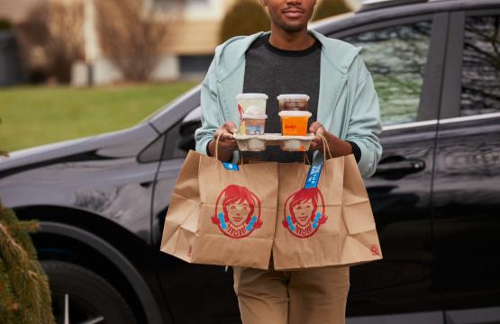 Delivering Wendy's to customer
