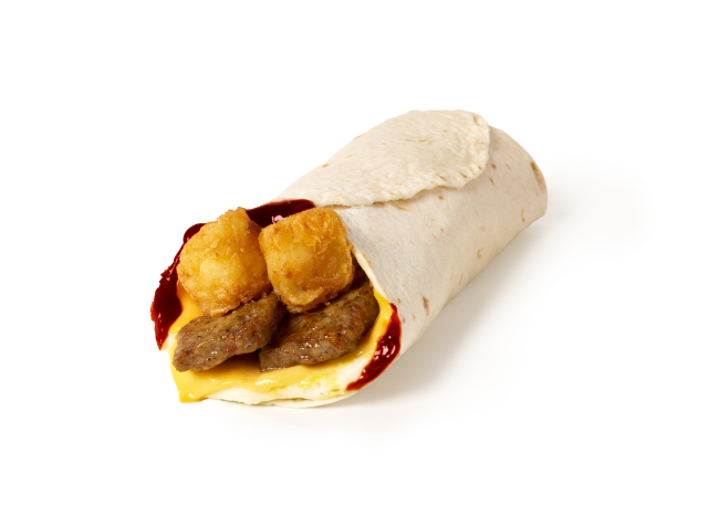 Sausage Breakfast wrap, HP sauce
