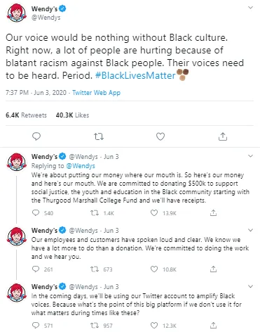 Wendy’s Supports Racial Equality Via Twitter Post